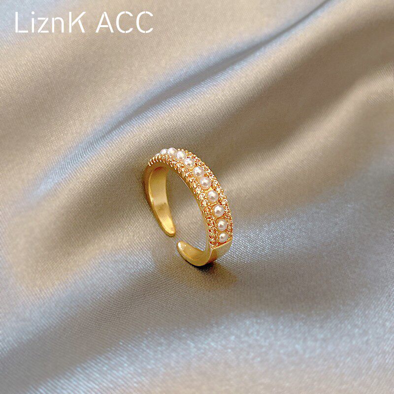 NICHE DESIGN PEARL RING WOMENS FASHION PERSONALITY LUXURY INS TIDE INTERNET CELEBRITY COLD WIND JAPANESE LIGHT LUXURY RING