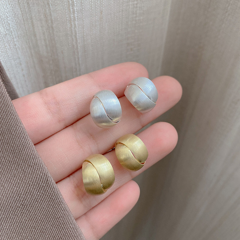 小众设计拉丝金属交错高级感耳钉女ins冷淡风简约个性耳环耳饰