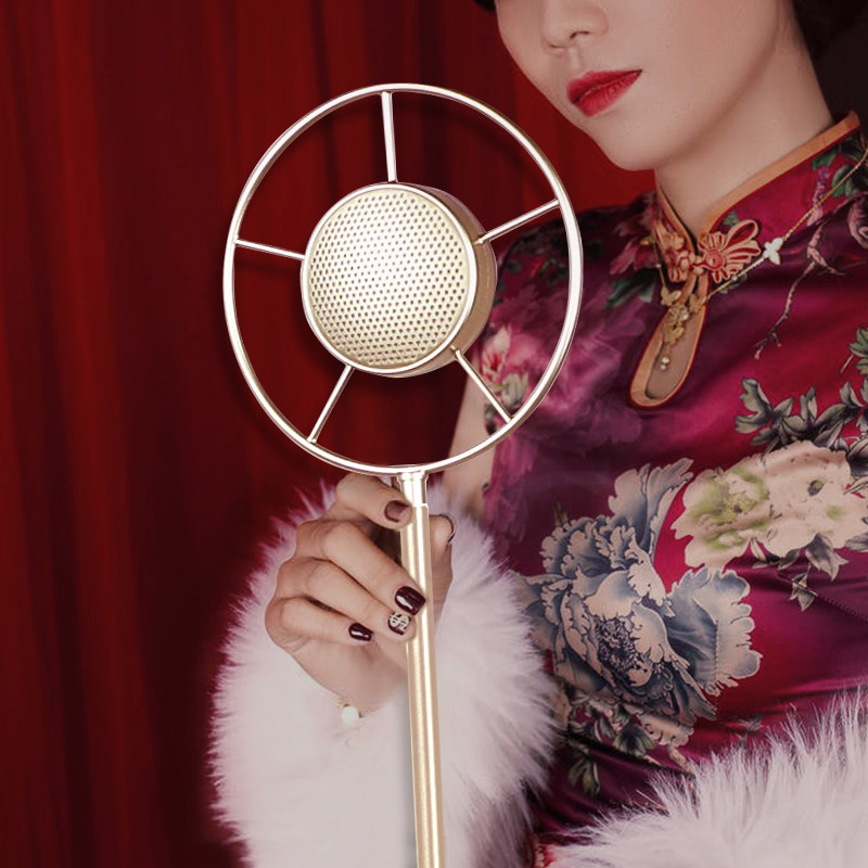 仿真复古话筒落地支架麦克风装饰拍照走秀酒吧民国夜上海立麦道具