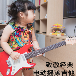 儿童假电吉他玩具可弹奏仿真贝斯6弦初学乐器男孩女摇滚表演道具