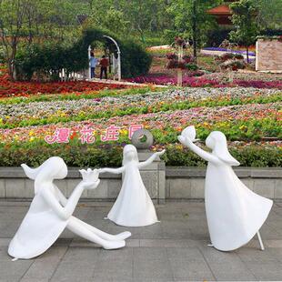 欧式天使玻璃钢仿铜抽象人物雕塑户外园林景观舞蹈读书阅读者摆件