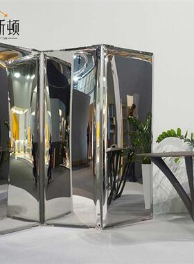 定制轻奢不锈钢雕塑落地镜面屏风装饰品客餐厅办公室酒店别墅摆件