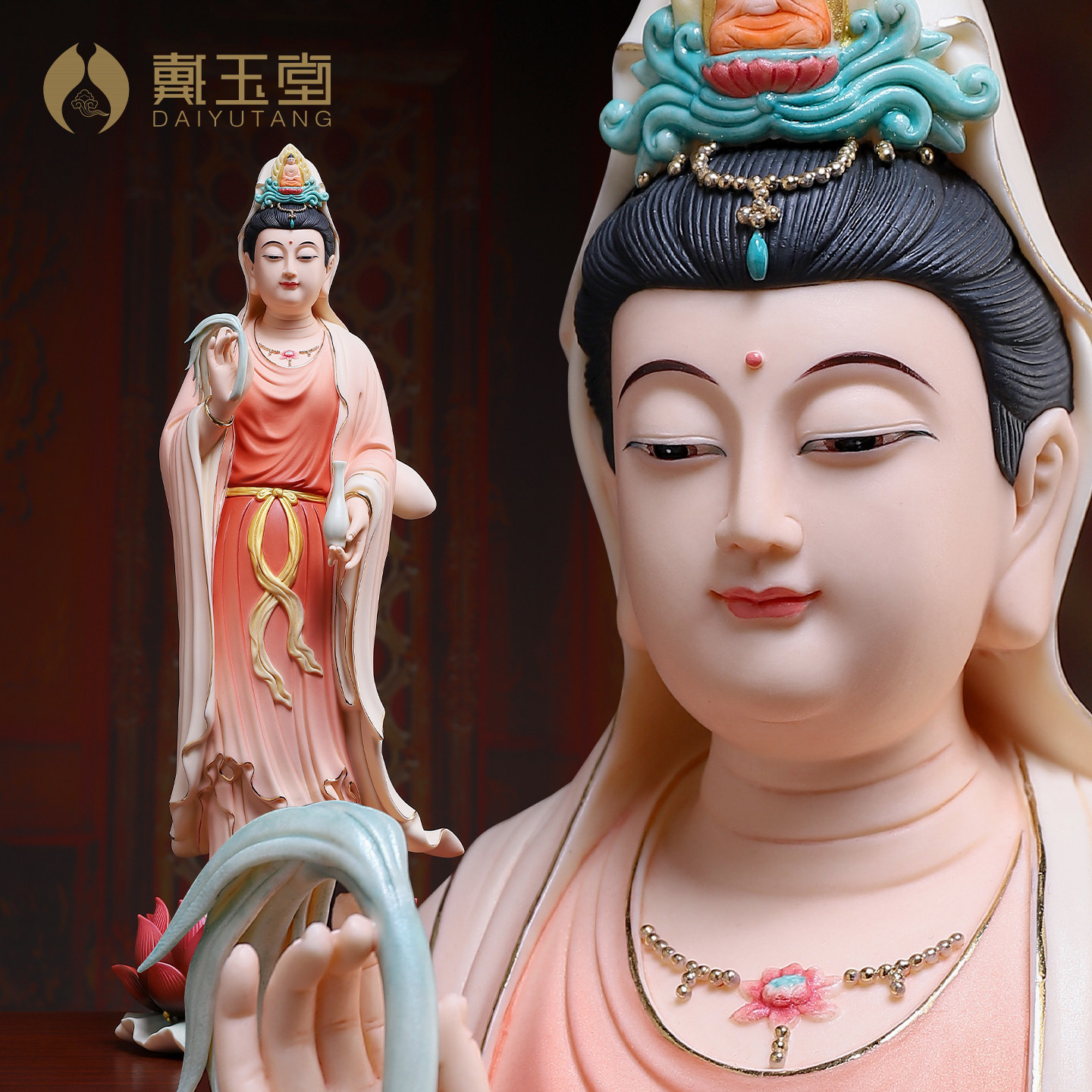 陶瓷观世音菩萨佛像立像摆件供奉