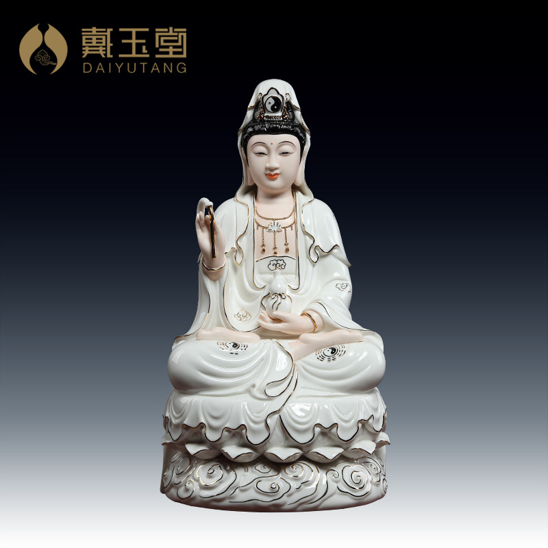 戴玉堂德化白瓷12/16慈航真人神像供奉家用慈航道人像陶瓷摆件