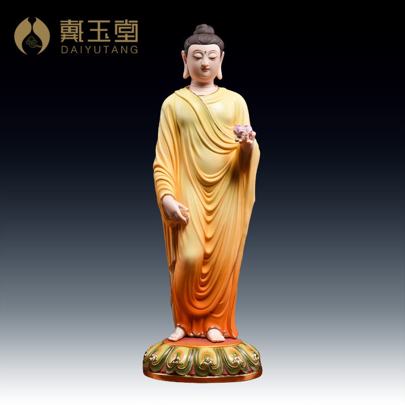 戴玉堂陶瓷释迦牟尼佛如来佛极彩佛像供奉家用客厅收藏艺术品摆件