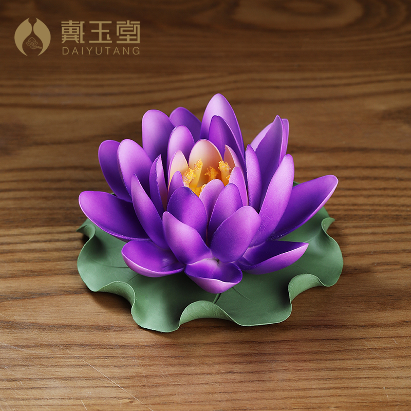 戴玉堂陶瓷小莲花仿真花佛堂荷花装饰用品观音佛前陶瓷花供佛摆件