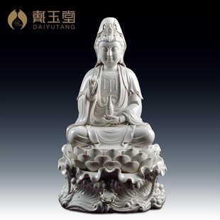 戴玉堂陶瓷三莲观音菩萨佛像南海观世音菩萨像家用供奉客厅摆件