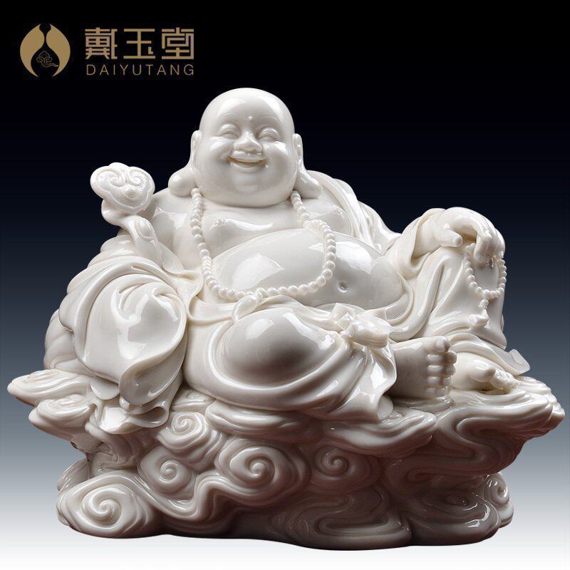 戴玉堂德化白瓷陶瓷瓷雕弥勒佛大肚佛佛像艺术装饰品摆件祥云笑佛