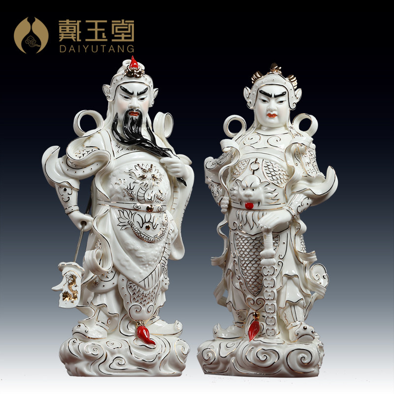戴玉堂陶瓷关公韦陀神像韦陀珈蓝菩萨佛像关二爷供奉家用站像摆件