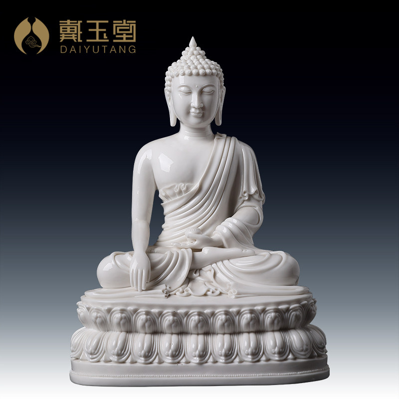 戴玉堂释迦牟尼佛省级大师郑金星藏传佛像陶瓷摆件如来佛德化白瓷
