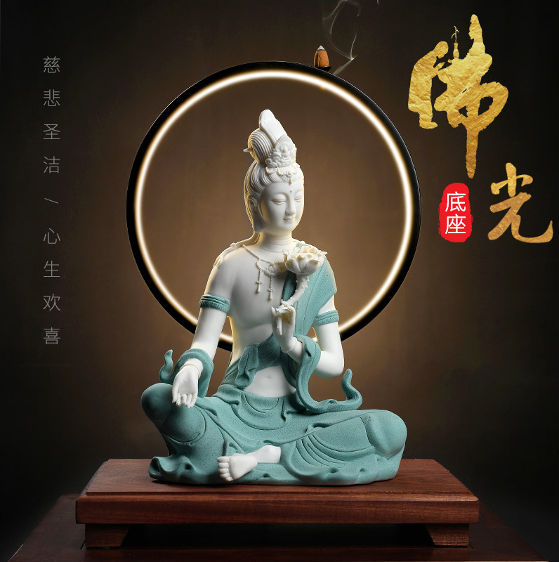 戴玉堂佛光底座LED插电发光灯圈观音佛像供佛台底座加高增高座台