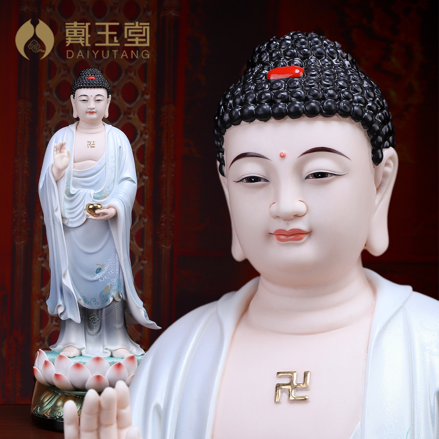 陶瓷释迦牟尼佛佛像摆件家用供奉