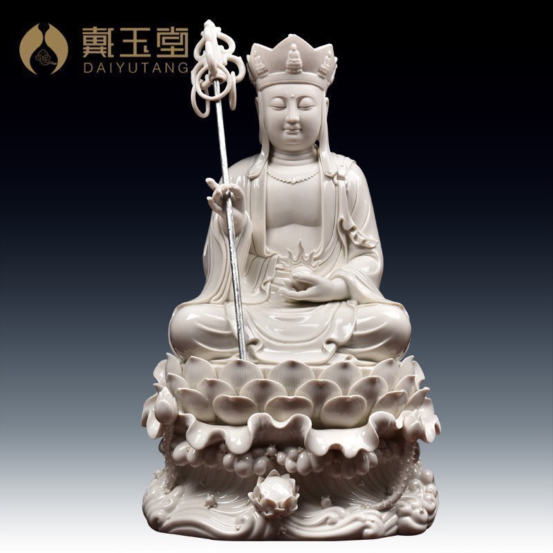 戴玉堂陶瓷居家三莲地藏王佛像
