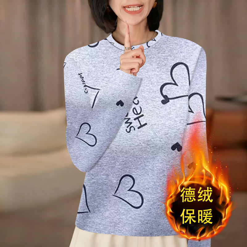 专柜撤柜~【秋冬德绒长袖打底衫】新款洋气保暖大码女装减龄上衣