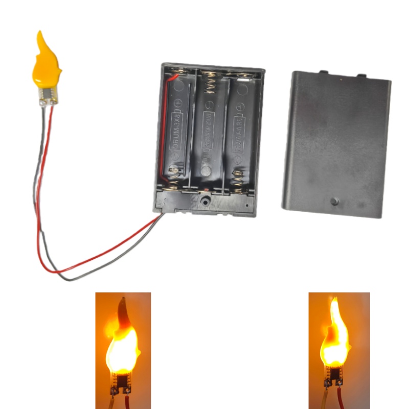 带电池盒3V-5V火焰灯灯芯仿真蜡烛灯电路板LED火焰灯线路板PCBA