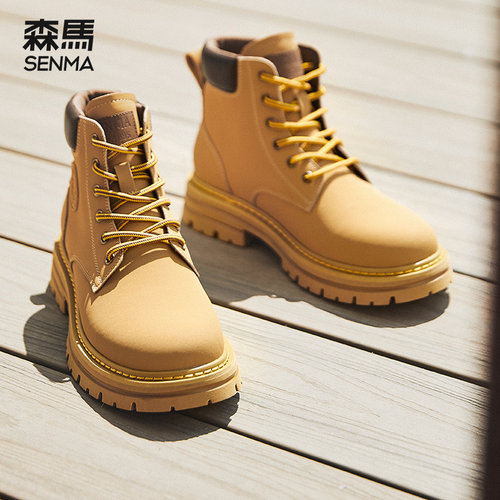 森马2025新款加绒保暖马丁靴