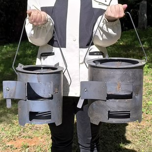 加厚木炭火炉围炉煮茶取暖烧烤煮饭多功能野炊烧柴引火点碳桶