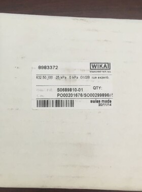 全新原装正品wika 632.50.100 (-25--0kpa)EN837-3  现货
