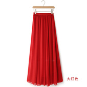 A字及踝跳舞舞蹈纱裙长裙仙 高腰中长款 雪纺半身裙春秋夏新款 修身