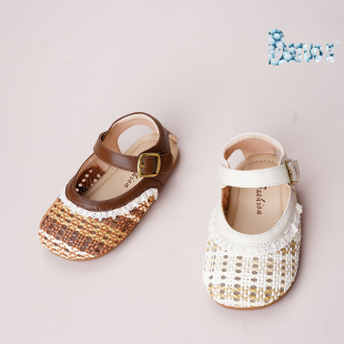 巴托童鞋 夏季新品 宝宝女孩浅口儿童软底防滑休闲编织凉鞋BY1179