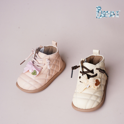 巴托童鞋 25新品韩版 防水儿童短靴学步薄绒软底防滑棉鞋MK25587