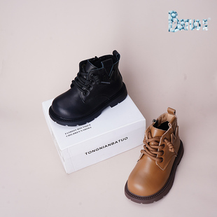 巴托童鞋 冬季新品防水保暖女童短靴韩版薄绒 潮鞋棉鞋靴子F050