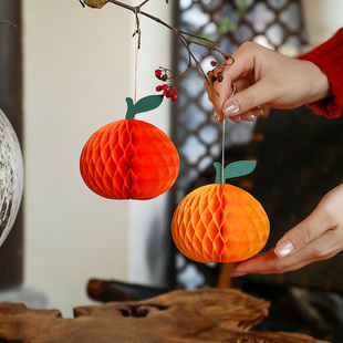 过年新年装饰小红灯笼挂饰橘子2026马年新款春节宵花盆景树上吊饰