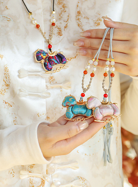 非遗宋锦小马手工新中式毛衣链