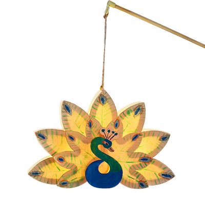 中秋节装饰孔雀木板手提花灯