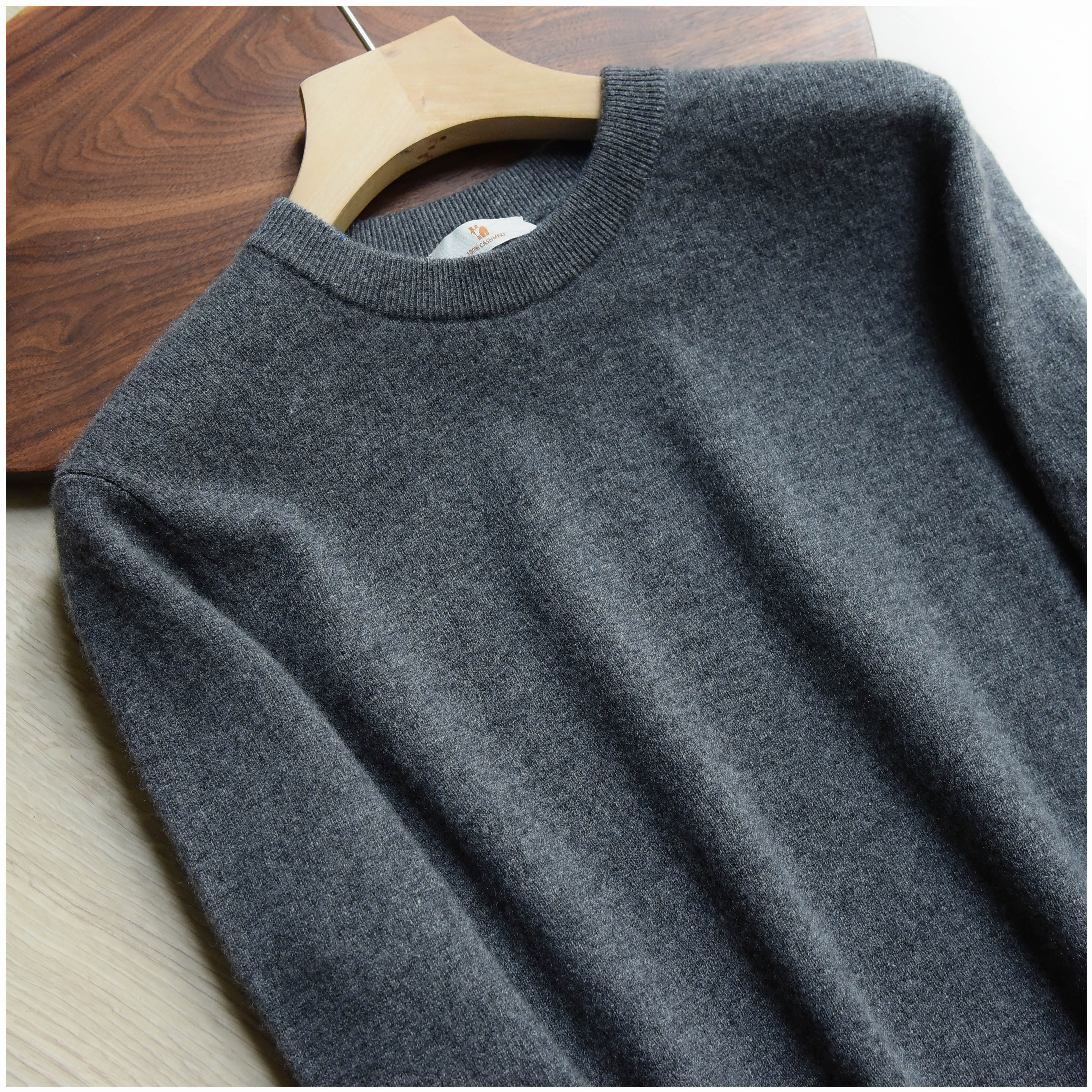thumbnail for Original Conseni 100 Cashmere - Men's Classic Crew Neck Pullover Long Sleeve Knitted Cashmere Sweater with 12 threads