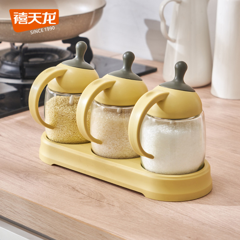 禧天龙玻璃调料盒家用调味罐调料瓶三件套装盐罐厨房调味盒调味料|ruв категории кухня/посуда, кухонный Гаджет/кухня хранения, тарного хранения/кухня хранения посуды, приправы бутылки - от Buy2taobao.com для оказания профессиональной услуги покупки агента Taobao