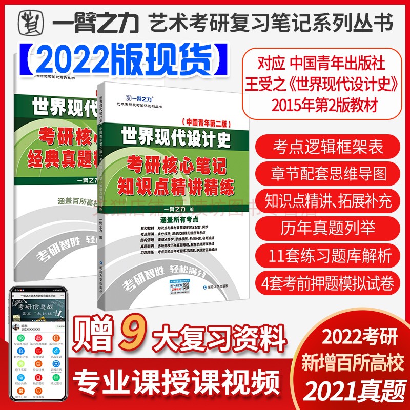 世界现代设计史王受之22考研核心笔记知识点精讲精练一臂之力设计考研资料高分笔记考点重点思维导图11套练习真题库4套押题模拟题