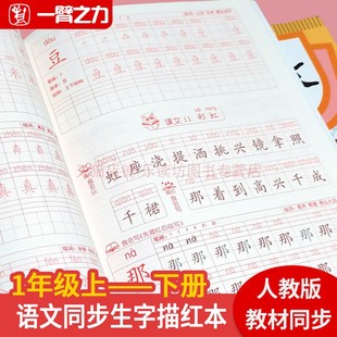 一年级语文上下册同步练字帖小学生练字帖钢笔儿童人教版 同步书法本硬笔课本语文每日一练贴初学者描红练习写字