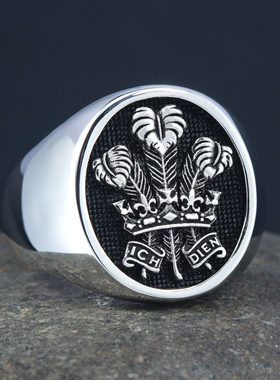 复古三羽铭文925纯银男士戒指