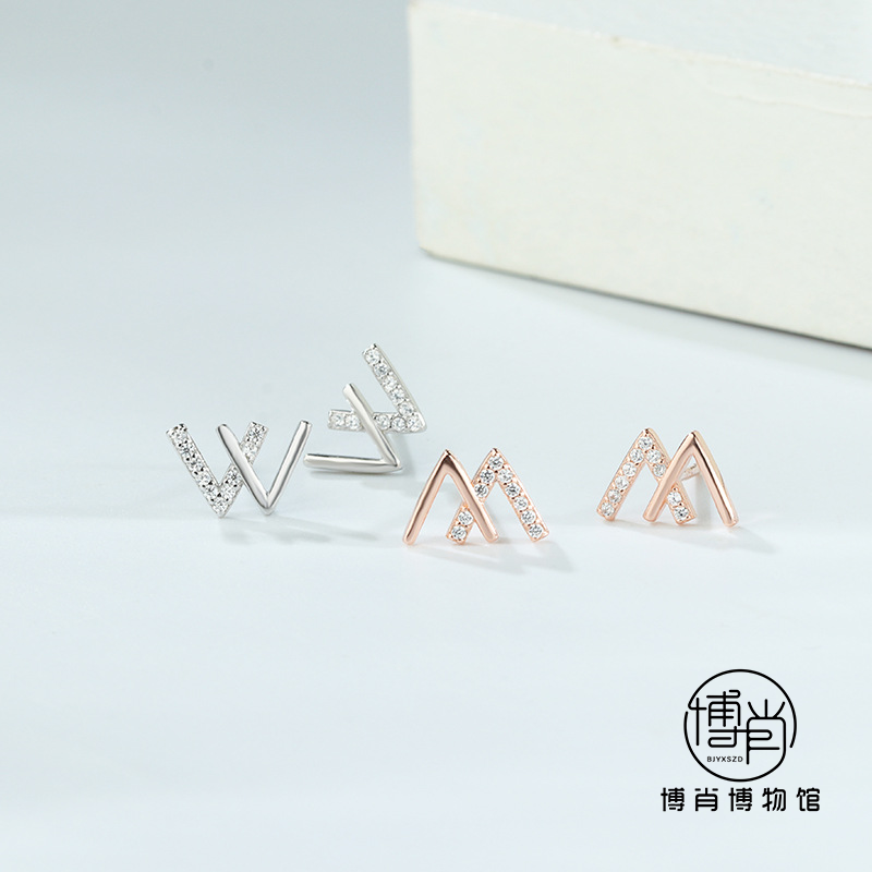 博君一肖周边bjyx王一博肖战925银wx字母vv双v耳钉30纯银耳环耳饰