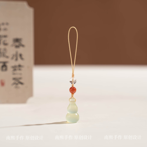 有福|天然岫玉葫芦手机链挂件绳新中式小挂件钥匙扣耳机包挂链女