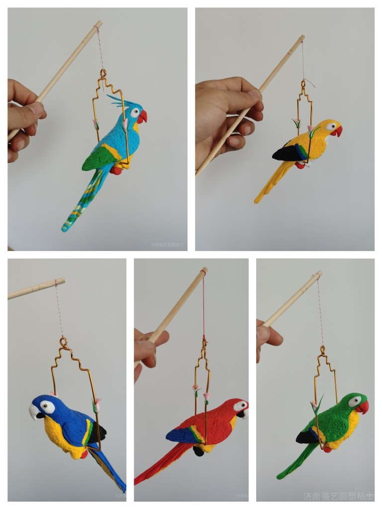 民俗捏面人手工面塑粘土橡皮泥鹦鹉小鸟作业