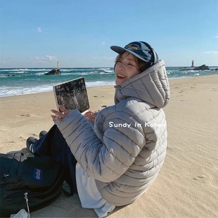 羽绒棉服外套 简约连帽保暖男女同款 直邮韩国东大门代购 INS25秋冬