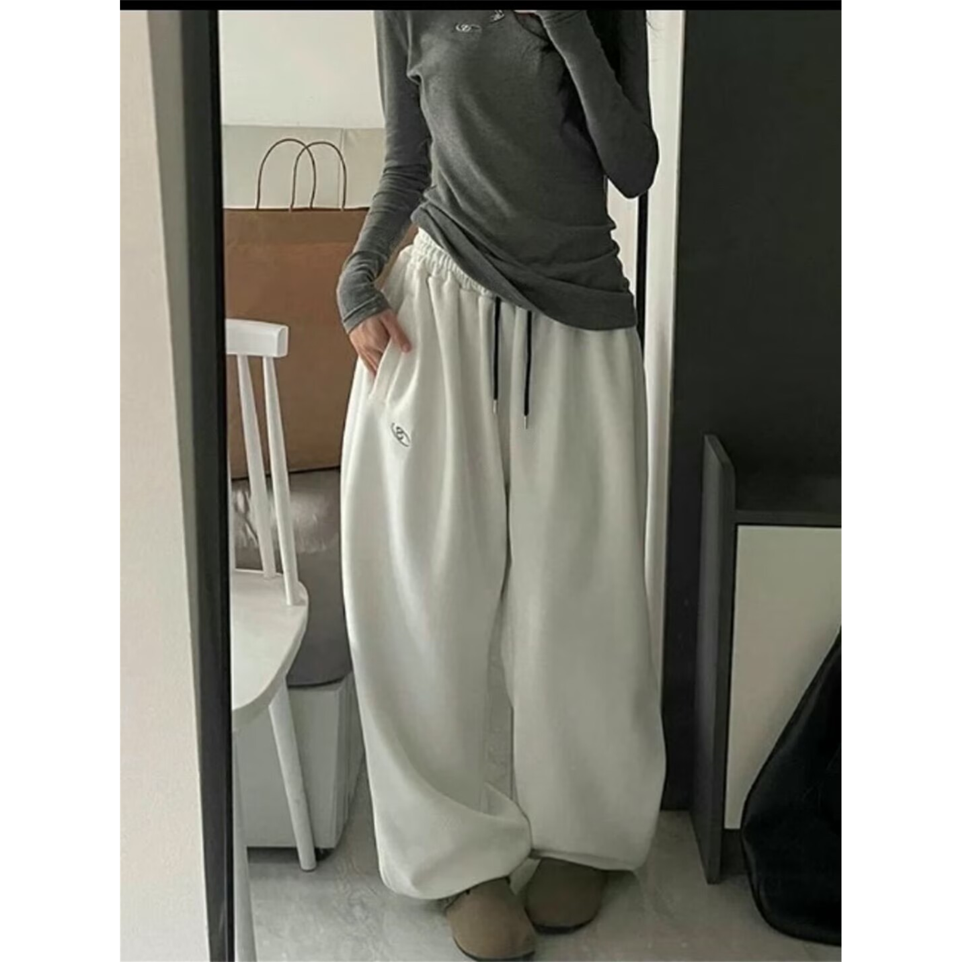 直邮韩国代购INS博主26春新 时尚高腰纯色阔腿宽松显瘦休闲裤女,女装/女士精品,休闲裤,淘宝优惠券,粉丝福利购,淘宝优惠卷