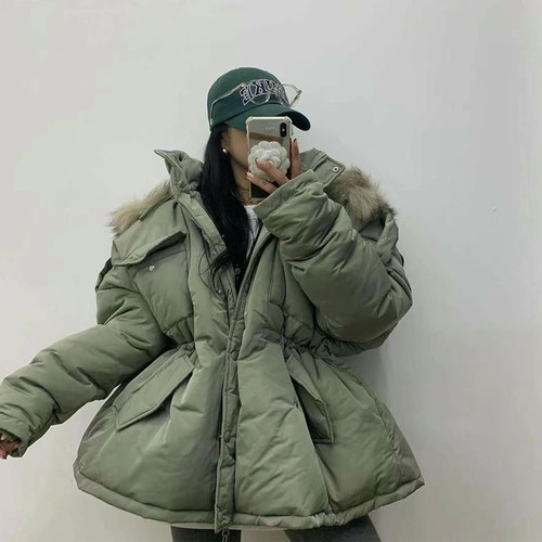 羽绒服收腰外套东大门超大毛领