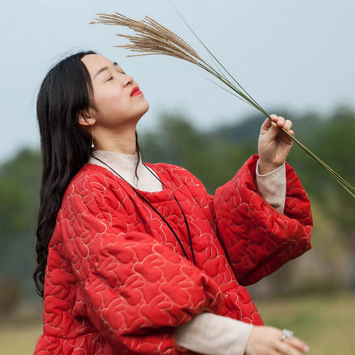 文艺大摆裙夹棉兔子夹棉保暖