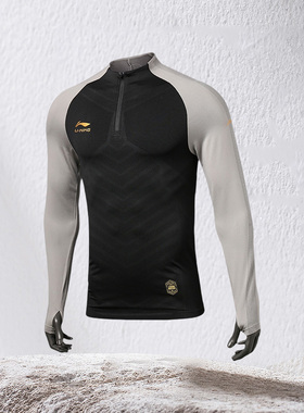 李宁运动长袖T恤男士秋季薄款套头衫新款半拉链足球训练服ATLR033