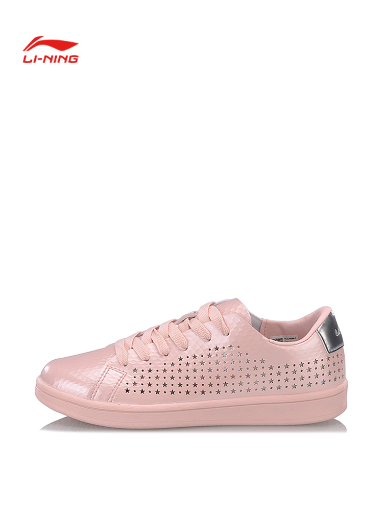 正品李宁休闲鞋女鞋新款透气耐磨防滑粉色时尚经典运动鞋AGCN044