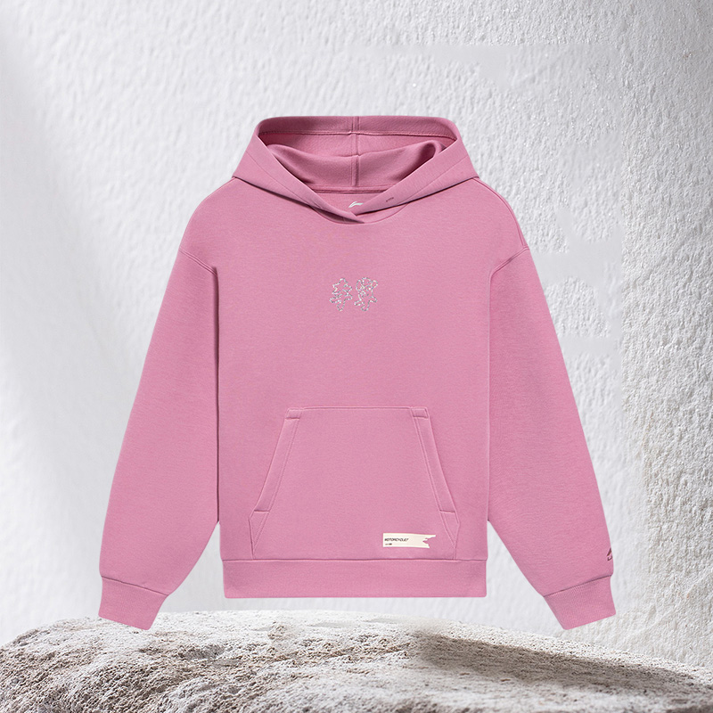 李宁正品新款女子运动休闲时尚潮流百搭连帽套头衫卫衣AWDS046