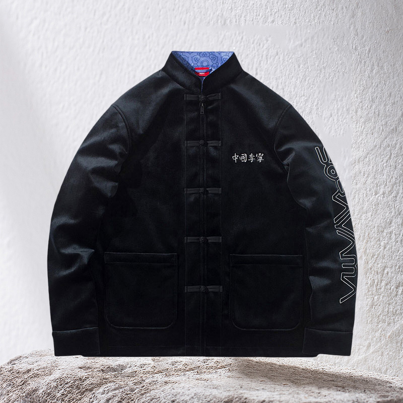 中国李宁x空山基联名男运动外套长袖刺绣国潮印花双面夹克AFDR439