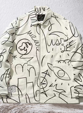 李宁正品韦德x艺术家DFT联名男子春夏季新款水洗牛仔外套 AJDR387