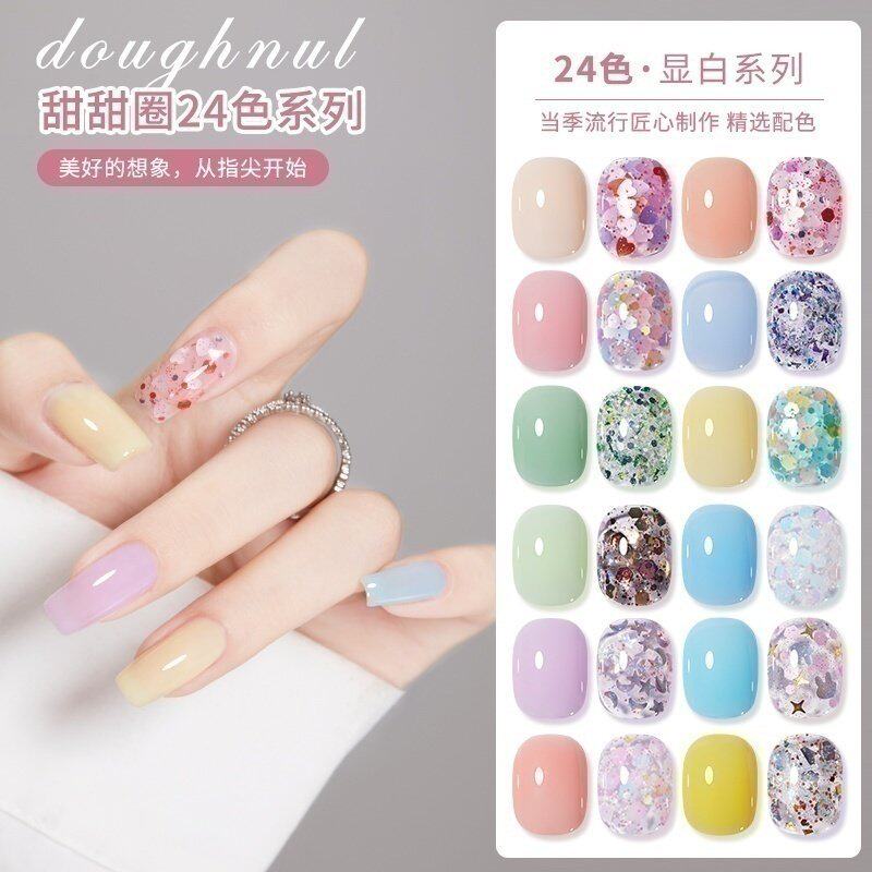 甜甜圈冰透裸色系指甲油胶2026年新款果冻透色显白光疗胶美甲店用
