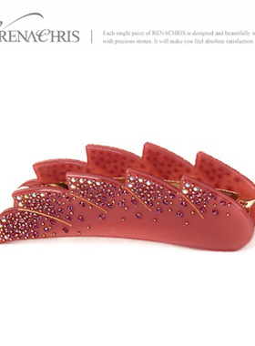 Angelrena韩国进口发饰头饰 正品奢华半圆镶钻竖夹香蕉夹B4