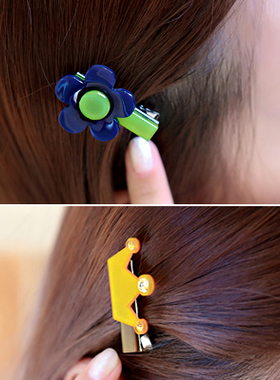 AngelRena韩国进口发饰品皇冠小花迷你边夹发夹鸭嘴刘海夹G1