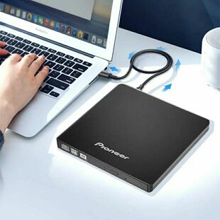 DVD刻录机移动光驱黑色外置 8速双USB外置超薄CD 先锋DVR XU01